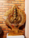 Large Gold Plated refined standing statue of the Thousand-Armed, Multi-Faced Avalokiteshwor, meticulously crafted by a nationally certified master - statues