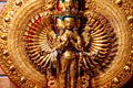 Large Gold Plated refined standing statue of the Thousand-Armed, Multi-Faced Avalokiteshwor, meticulously crafted by a nationally certified master - statues