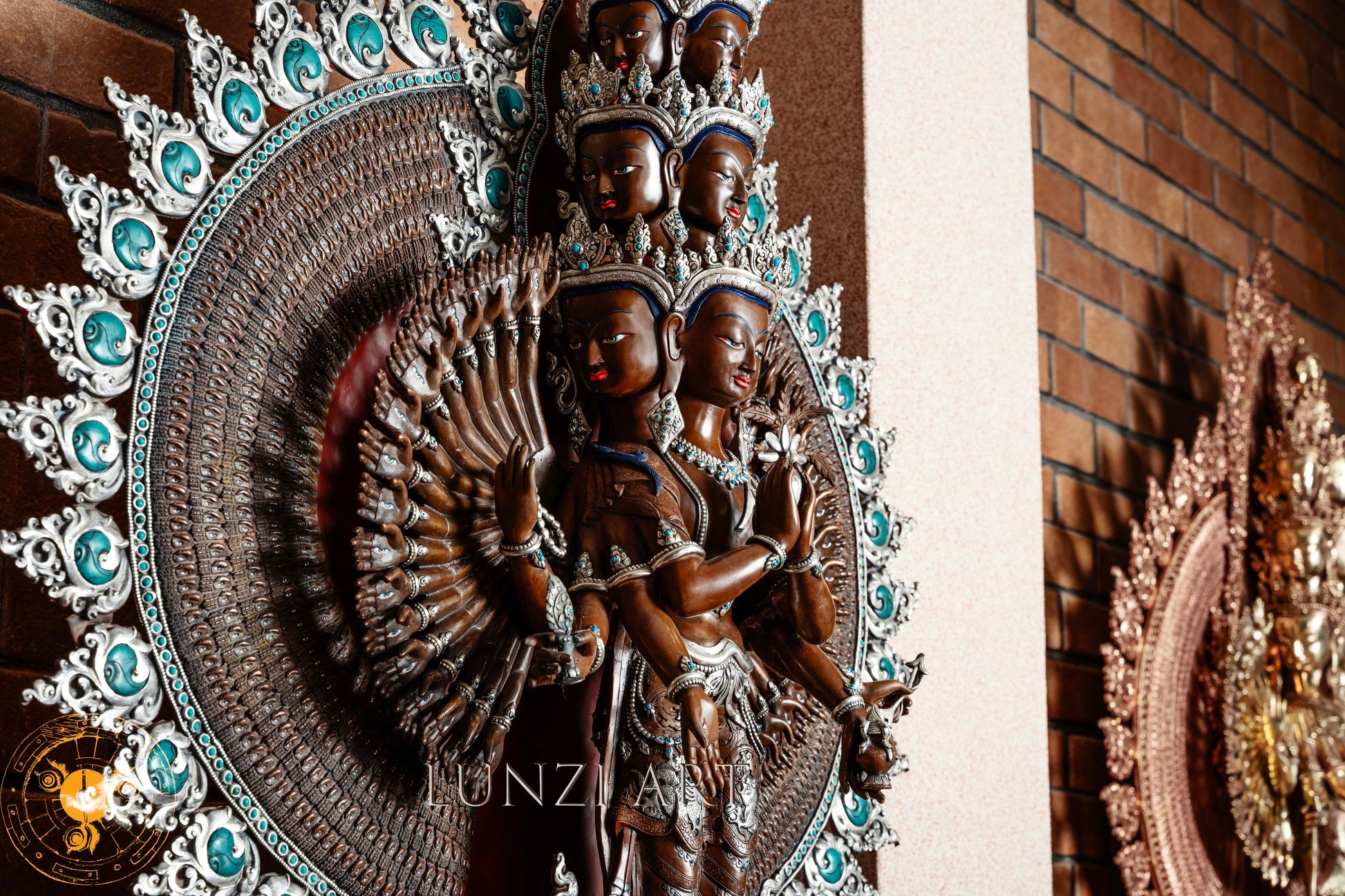 Large Multi-Faceted Thousand-Armed Avalokiteshvara Standing Statue — Masterfully Crafted by a Nationally Certified Artisan - statues