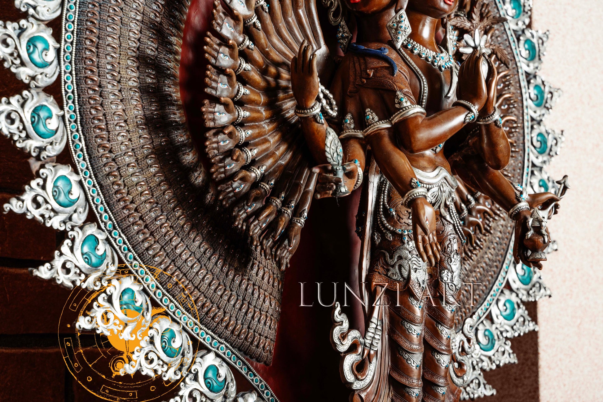 Large Multi-Faceted Thousand-Armed Avalokiteshvara Standing Statue — Masterfully Crafted by a Nationally Certified Artisan - statues