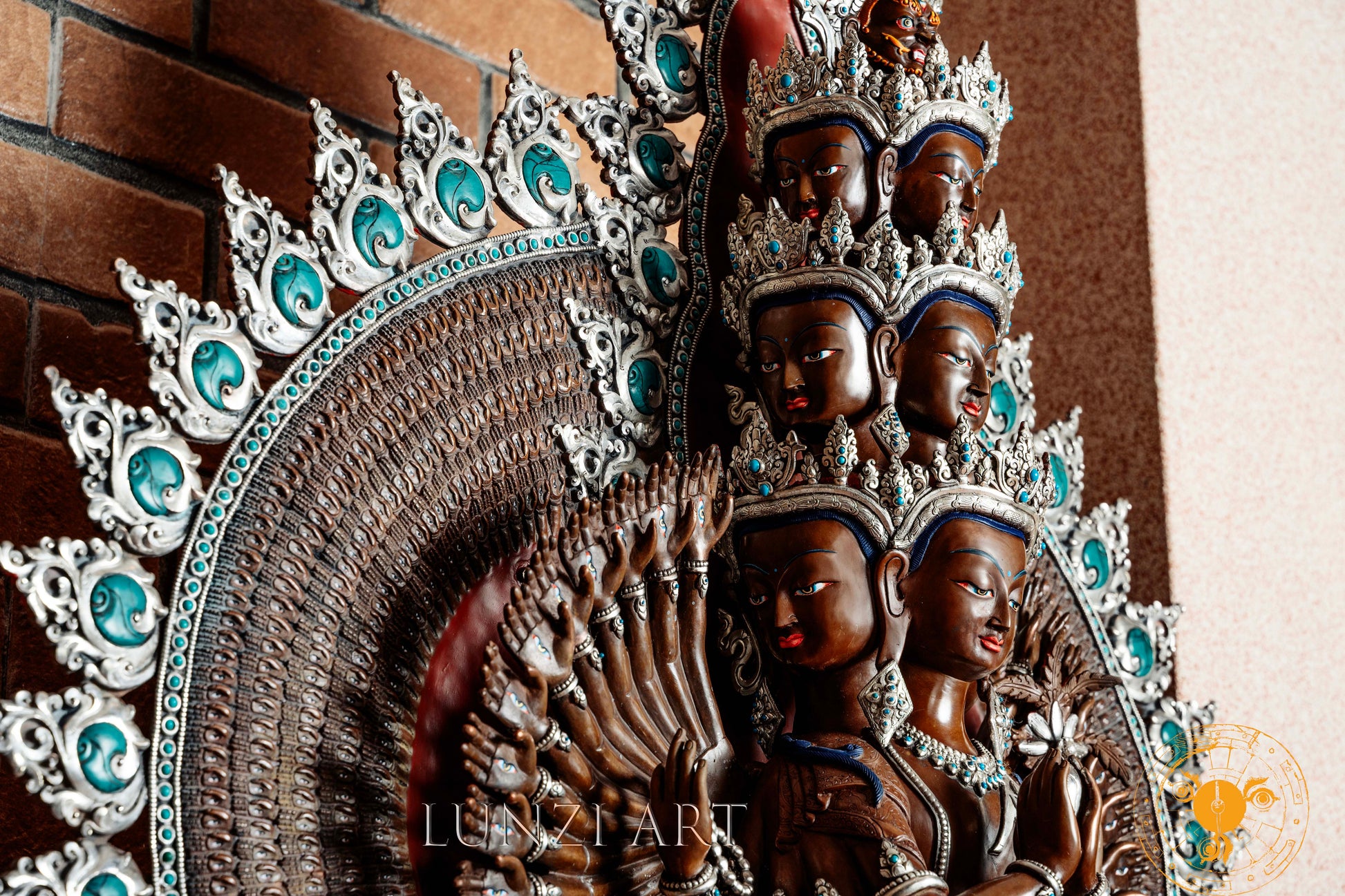 Large Multi-Faceted Thousand-Armed Avalokiteshvara Standing Statue — Masterfully Crafted by a Nationally Certified Artisan - statues