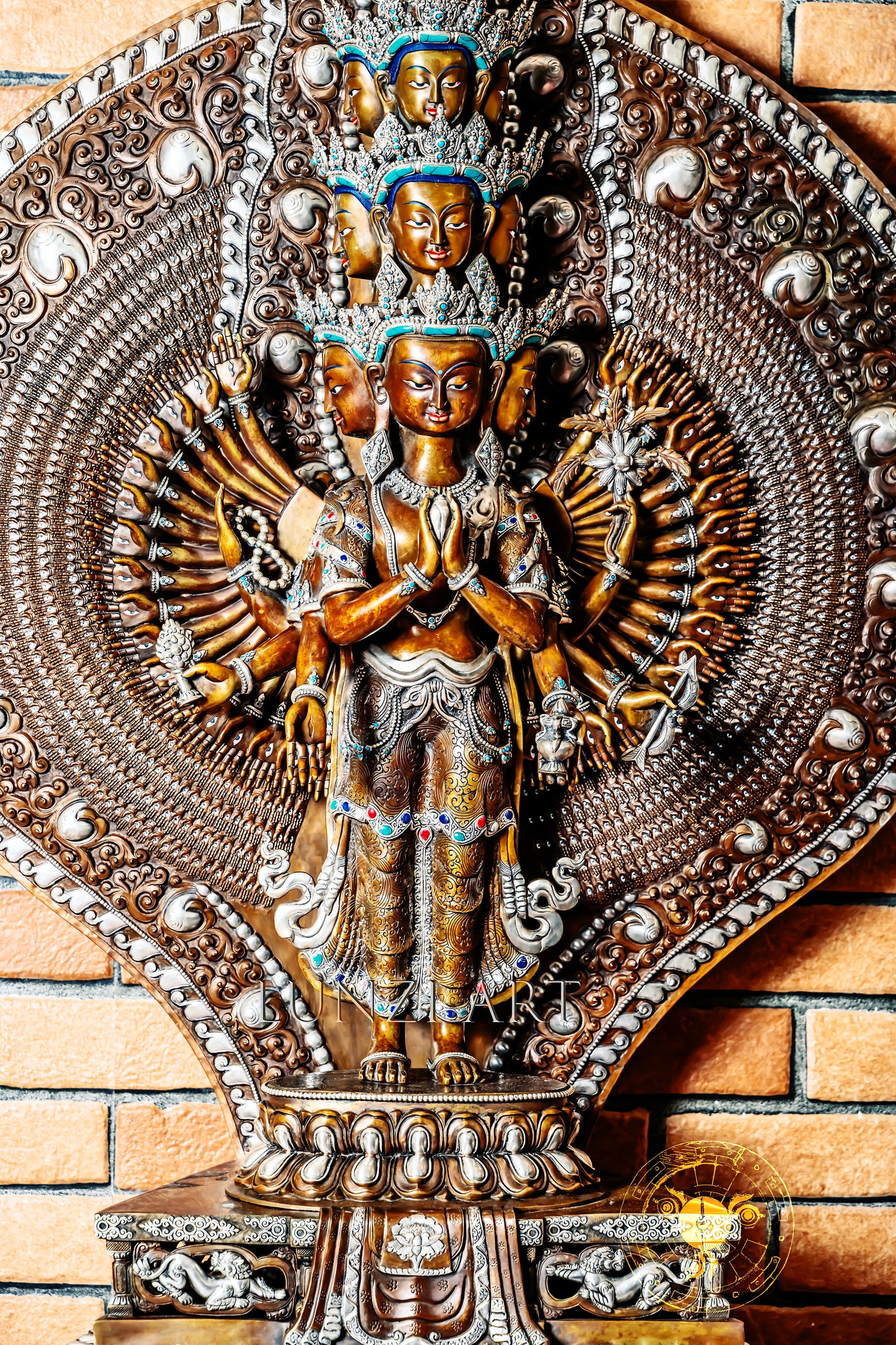 Large Multi-Faceted Thousand-Armed Avalokiteshvara Standing Statue — Masterfully Crafted by a Nationally Certified Artisan - statues