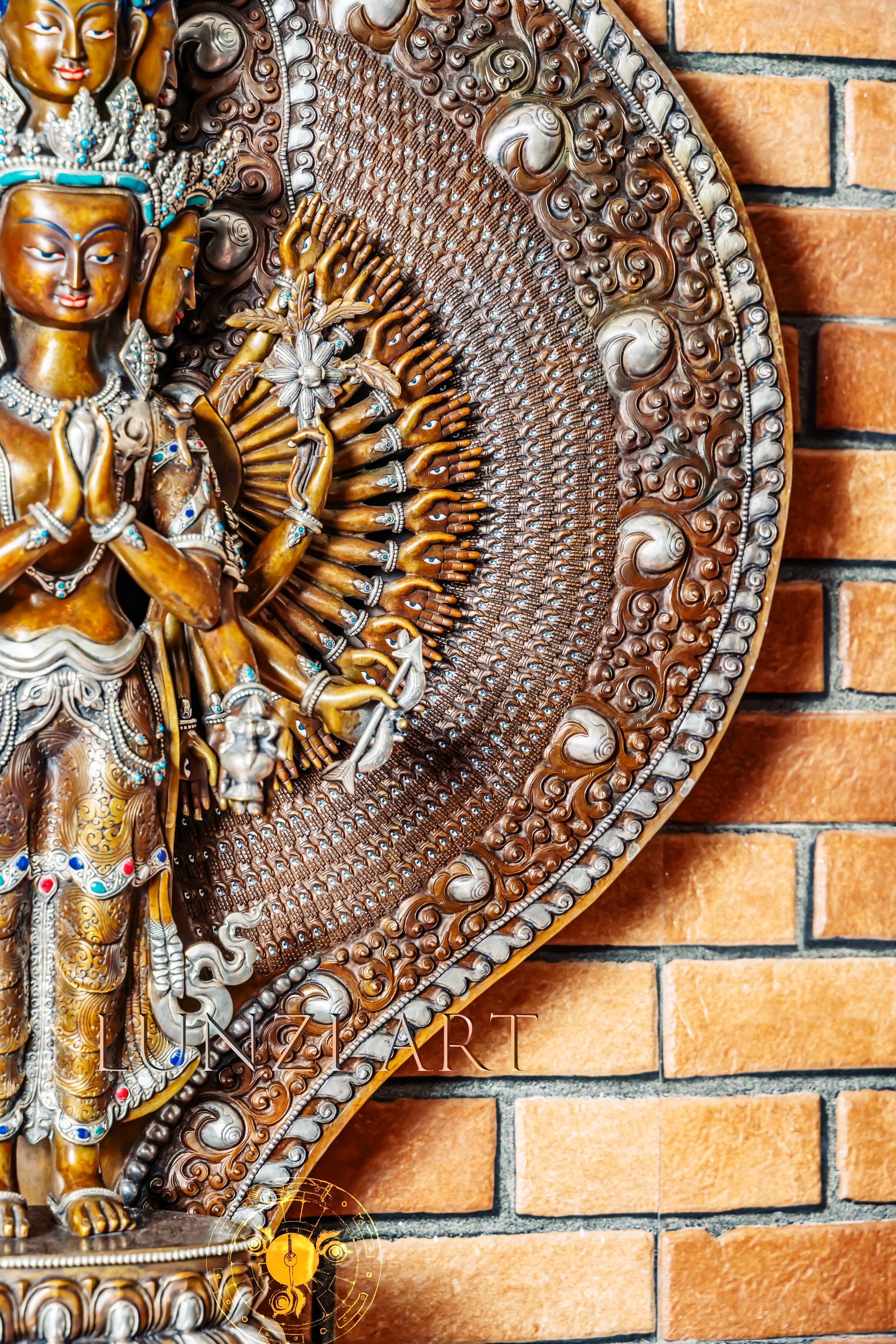 Large Multi-Faceted Thousand-Armed Avalokiteshvara Standing Statue — Masterfully Crafted by a Nationally Certified Artisan - statues