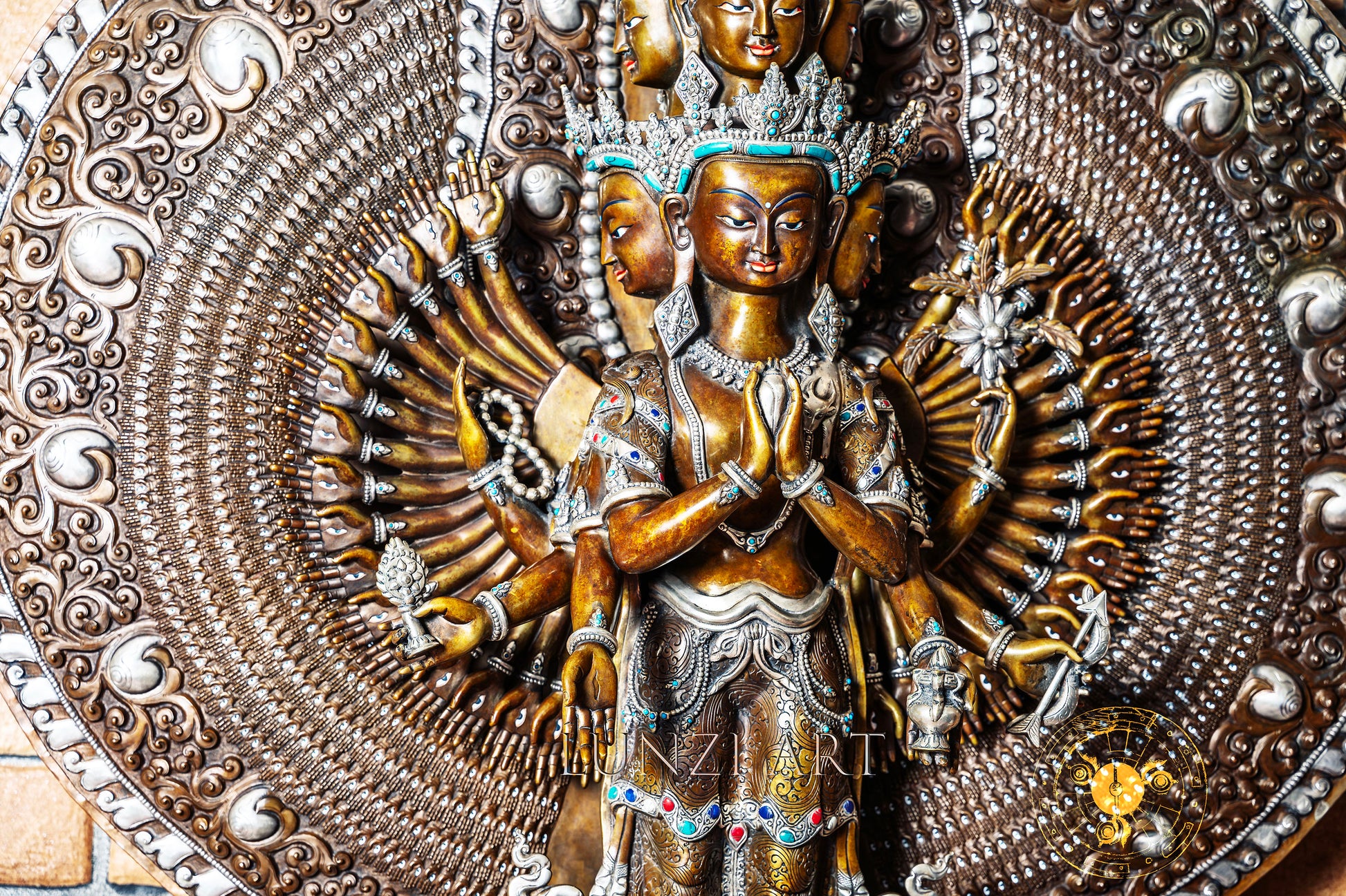 Large Multi-Faceted Thousand-Armed Avalokiteshvara Standing Statue — Masterfully Crafted by a Nationally Certified Artisan - statues