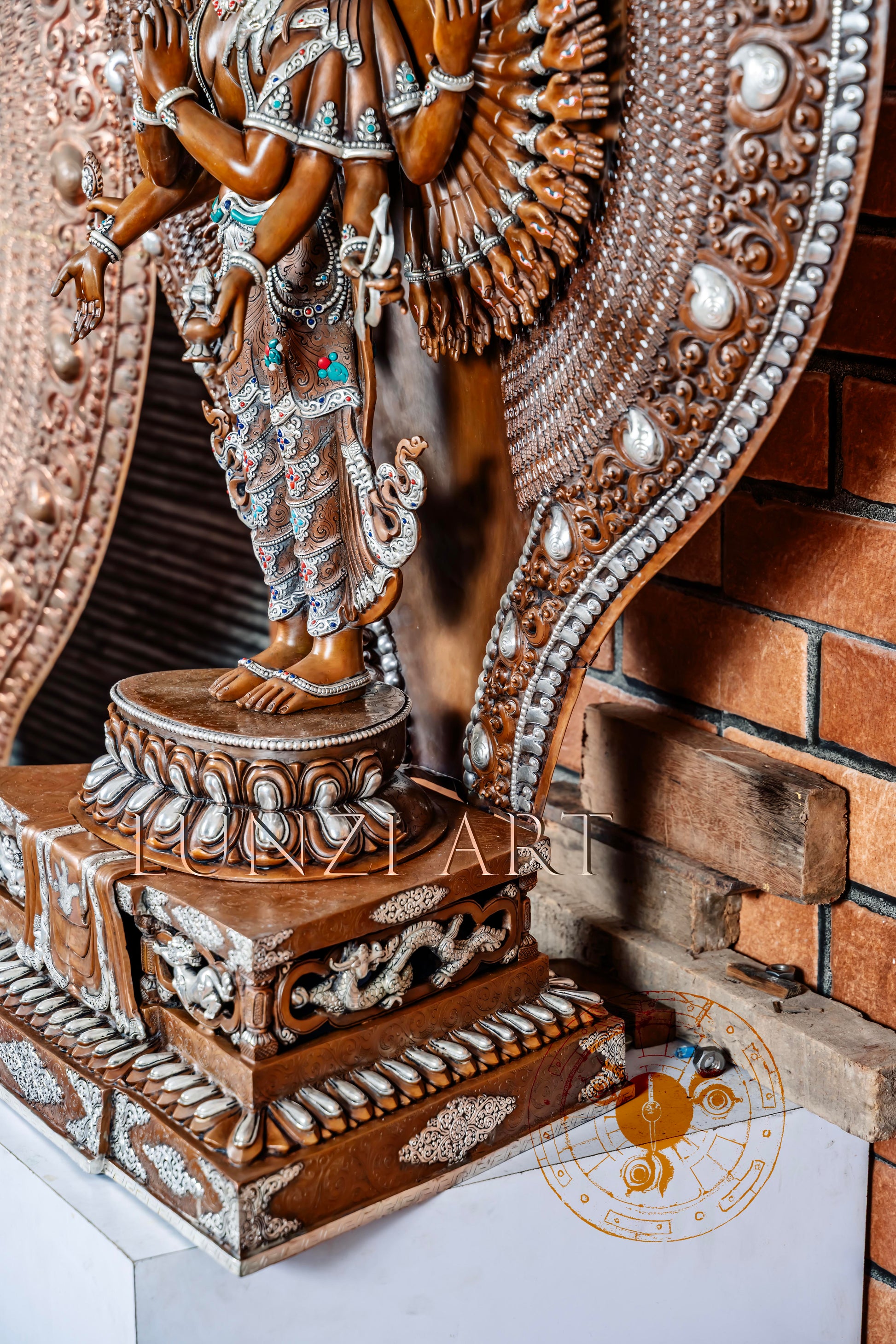 Large Multi-Faceted Thousand-Armed Avalokiteshvara Standing Statue — Masterfully Crafted by a Nationally Certified Artisan - statues