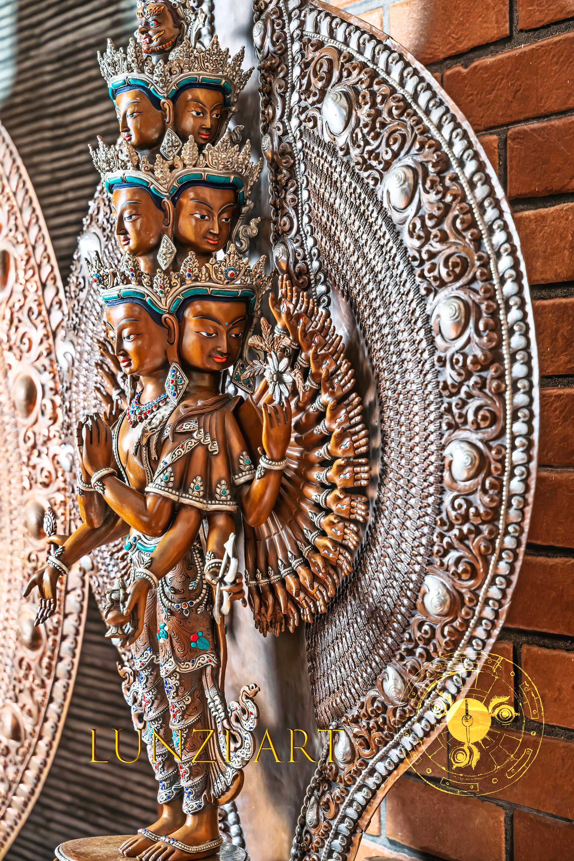 Large Multi-Faceted Thousand-Armed Avalokiteshvara Standing Statue — Masterfully Crafted by a Nationally Certified Artisan - statues