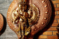 Large refined copper standing statue of the Thousand-Armed, Multi-Faced Avalokiteshwor, meticulously crafted by a nationally certified master - statues