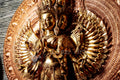 Large refined copper standing statue of the Thousand-Armed, Multi-Faced Avalokiteshwor, meticulously crafted by a nationally certified master - statues