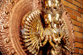 Large refined copper standing statue of the Thousand-Armed, Multi-Faced Avalokiteshwor, meticulously crafted by a nationally certified master - statues