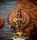 Large refined copper standing statue of the Thousand-Armed, Multi-Faced Avalokiteshwor, meticulously crafted by a nationally certified master - statues