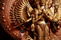Large refined copper standing statue of the Thousand-Armed, Multi-Faced Avalokiteshwor, meticulously crafted by a nationally certified master - statues
