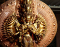 Large refined copper standing statue of the Thousand-Armed, Multi-Faced Avalokiteshwor, meticulously crafted by a nationally certified master - statues