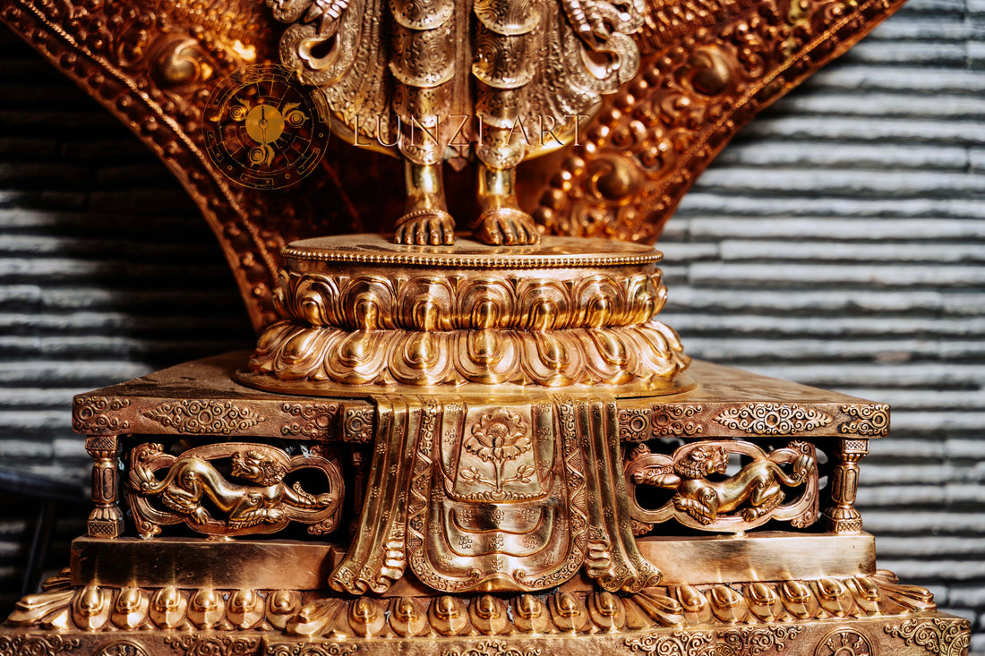 Large refined copper standing statue of the Thousand-Armed, Multi-Faced  Avalokiteshwor, meticulously crafted by a nationally certified master - statues