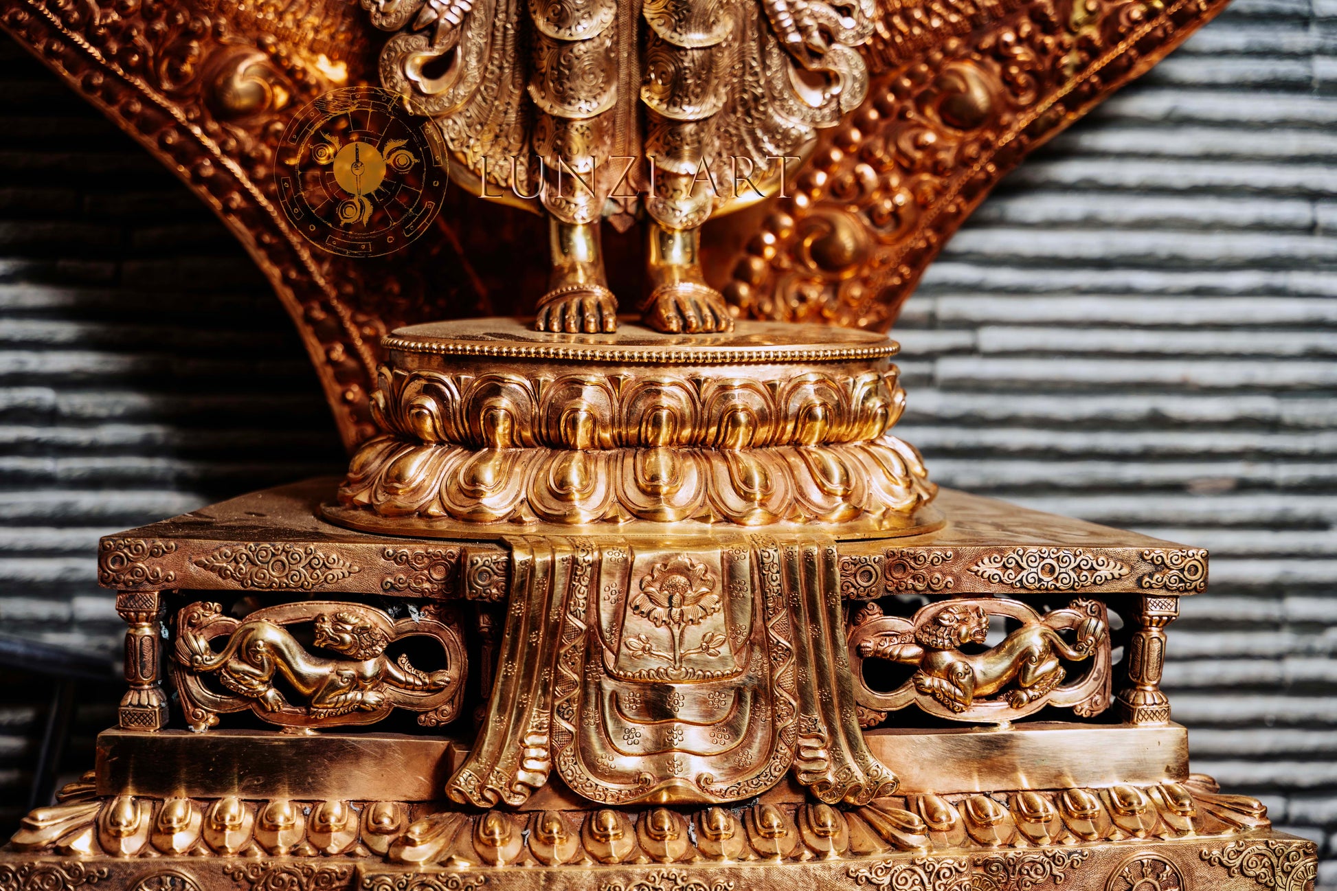 Large refined copper standing statue of the Thousand-Armed, Multi-Faced  Avalokiteshwor, meticulously crafted by a nationally certified master - statues