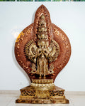 Large refined copper standing statue of the Thousand-Armed,Multi-Faced Avalokiteshwor, meticulously crafted by a nationally certified master - statues