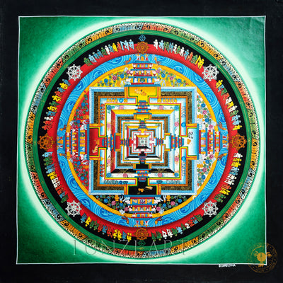 Master handmade natural mineral pigment Top-grade thangka "Kalachakra mandala" - Thangka