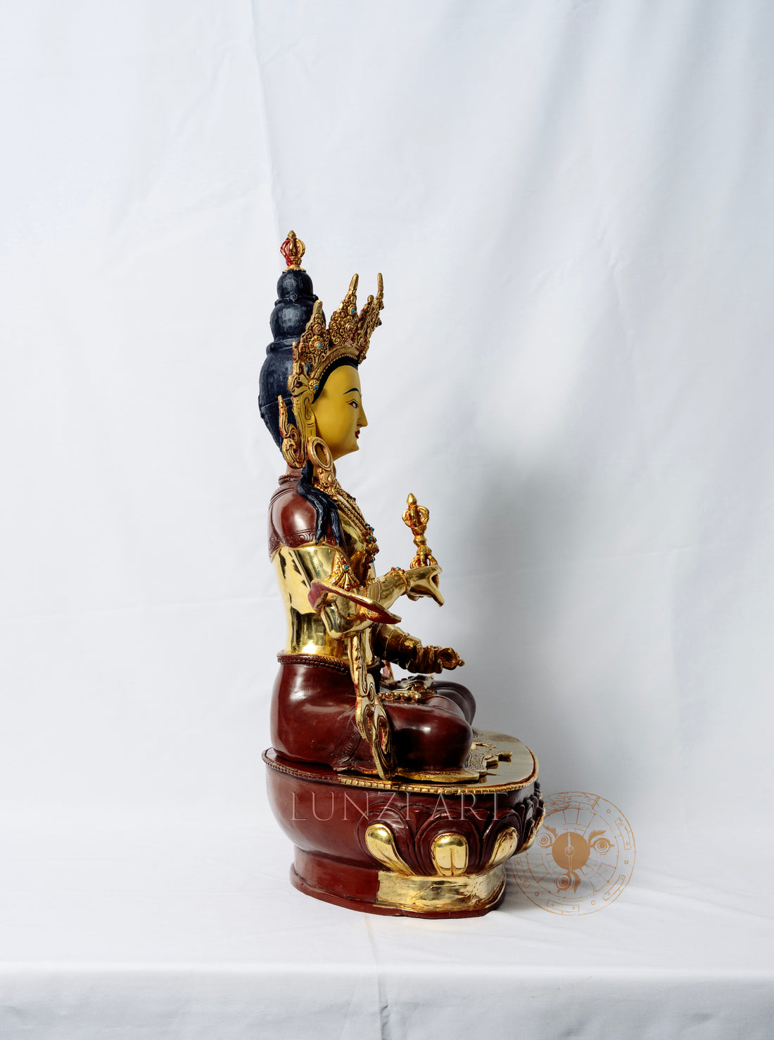 Partially gilded copper statue of Vajrasattva - statues