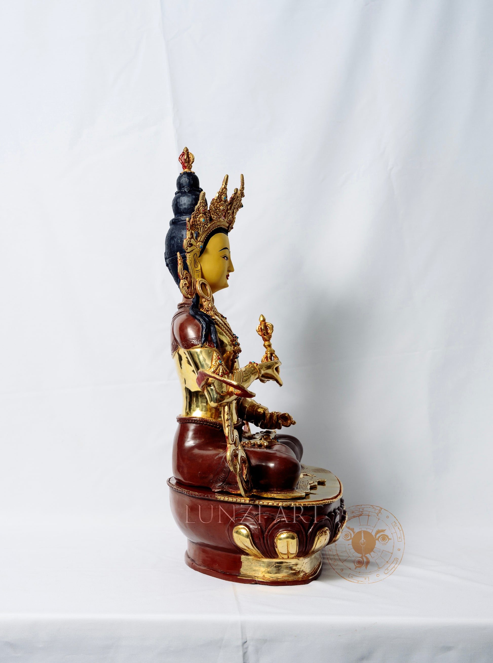 Partially gilded copper statue of Vajrasattva - statues