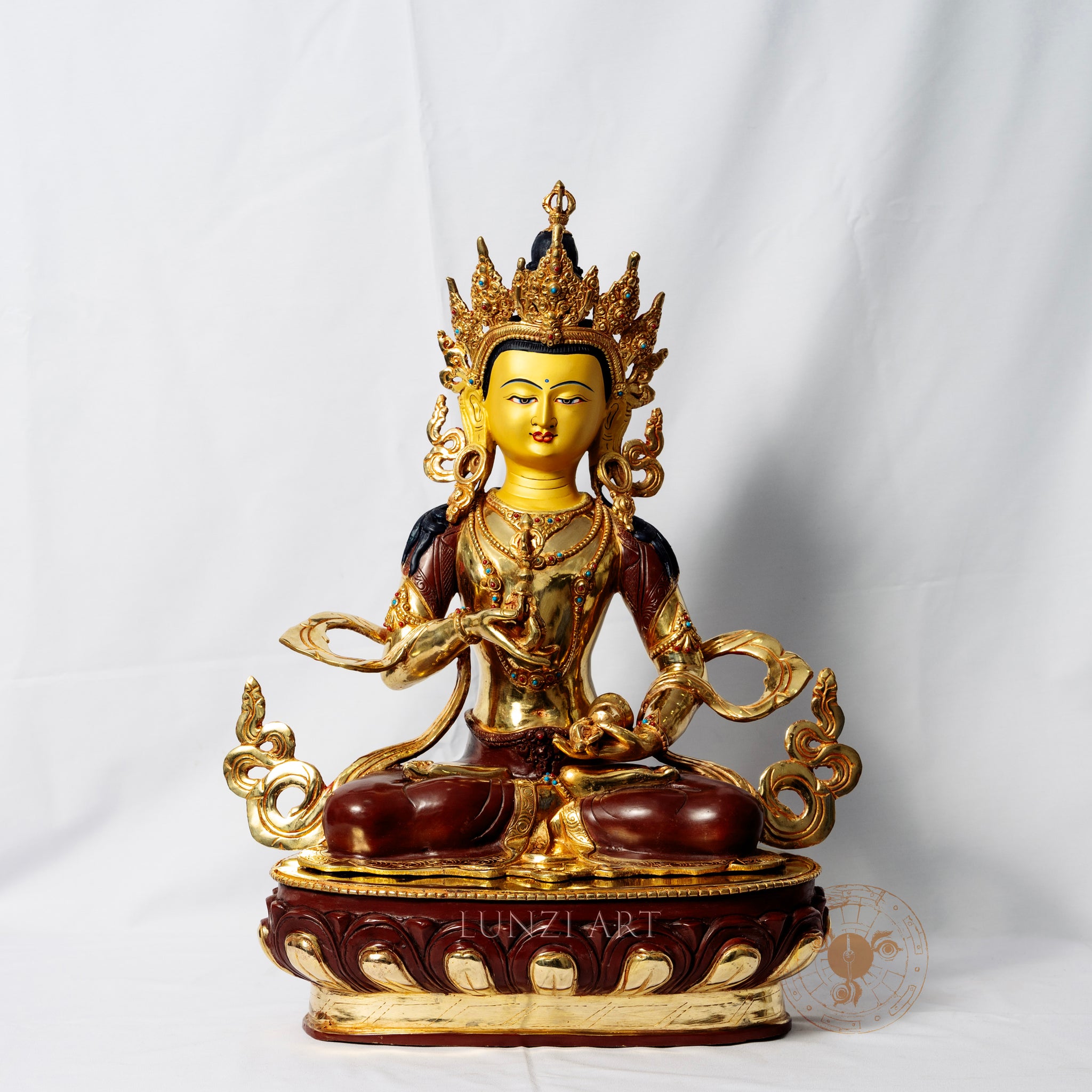 Partially gilded copper statue of Vajrasattva - statues