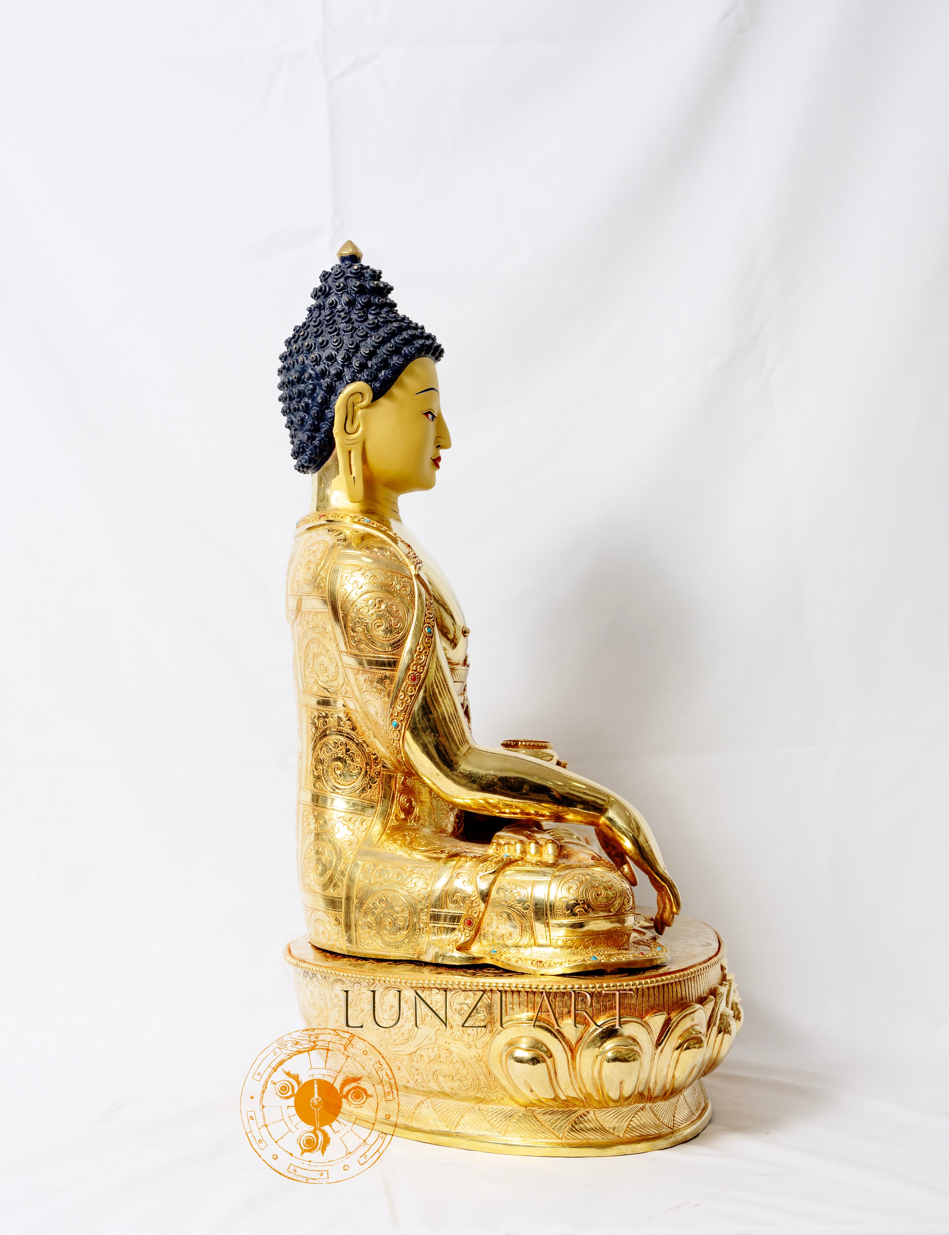 ブッダ像ー金張り  Buddha StatueーGold Ｐlated Collection Pure Copper Gold Plated Genuine Gold Buddha statue