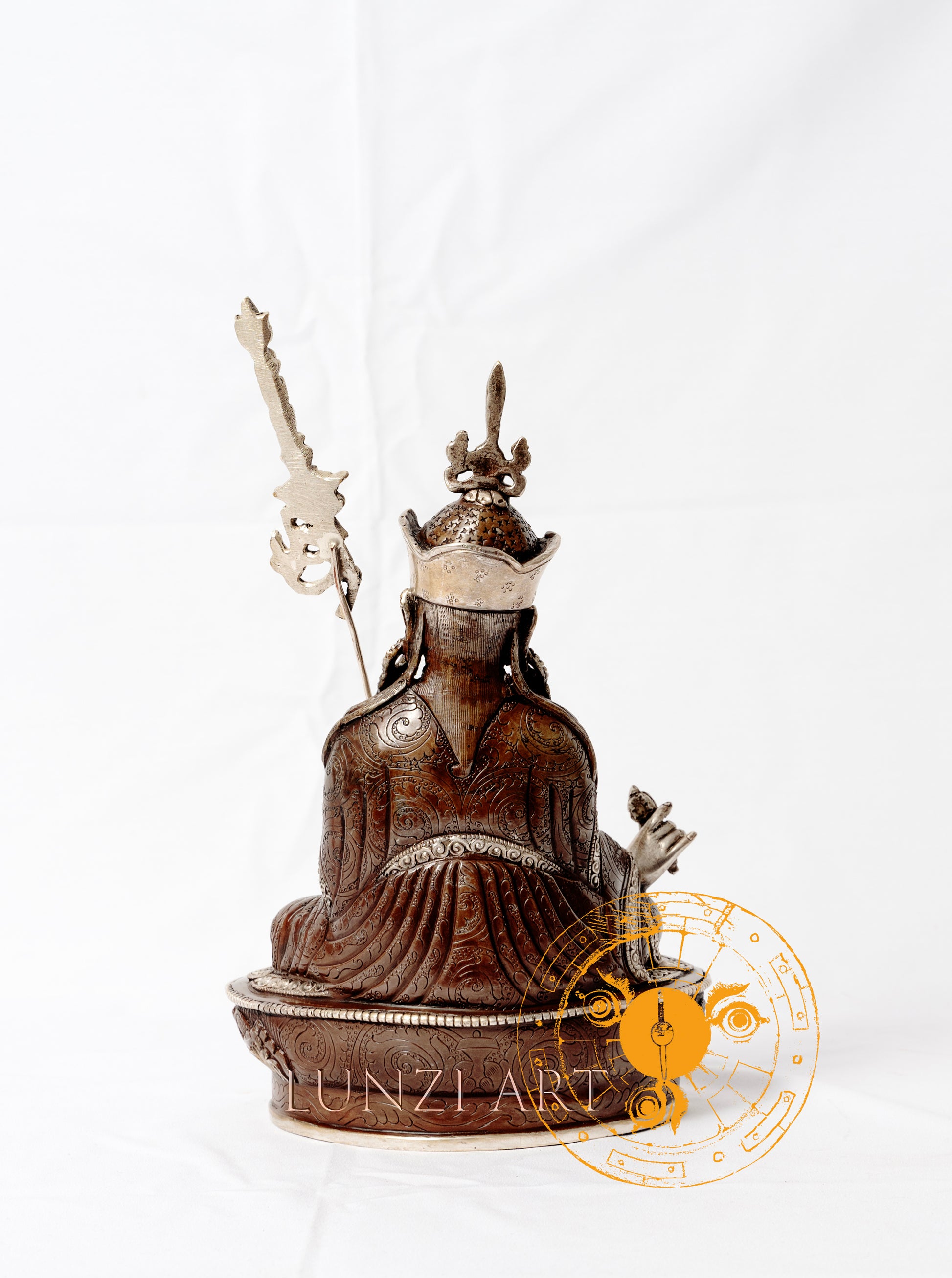 Silver-plated copper statue of Padmasambhava - statues