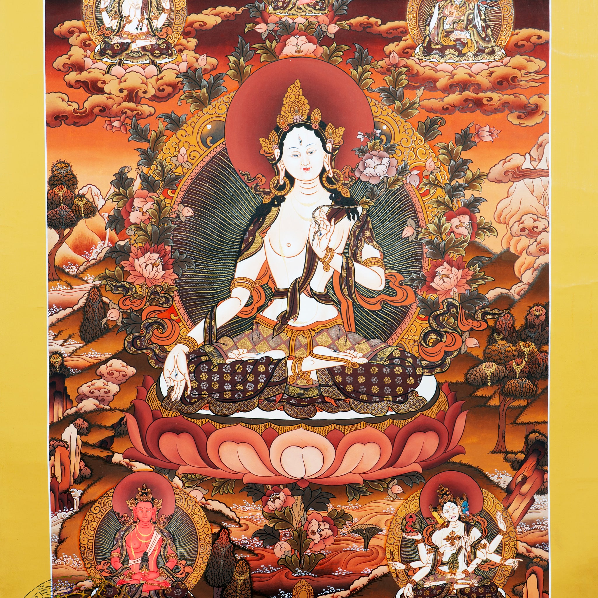 The Embodiment of Compassion: White Tara Thangka Painting - Thangka