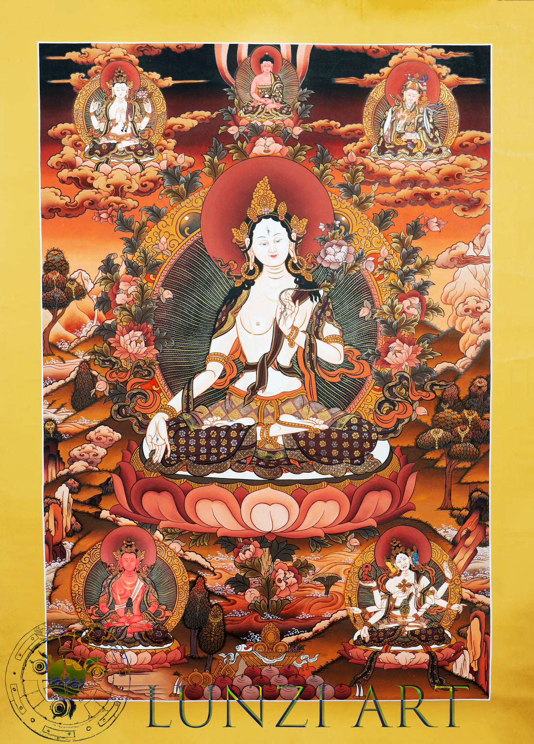 The Embodiment of Compassion: White Tara Thangka Painting - Thangka