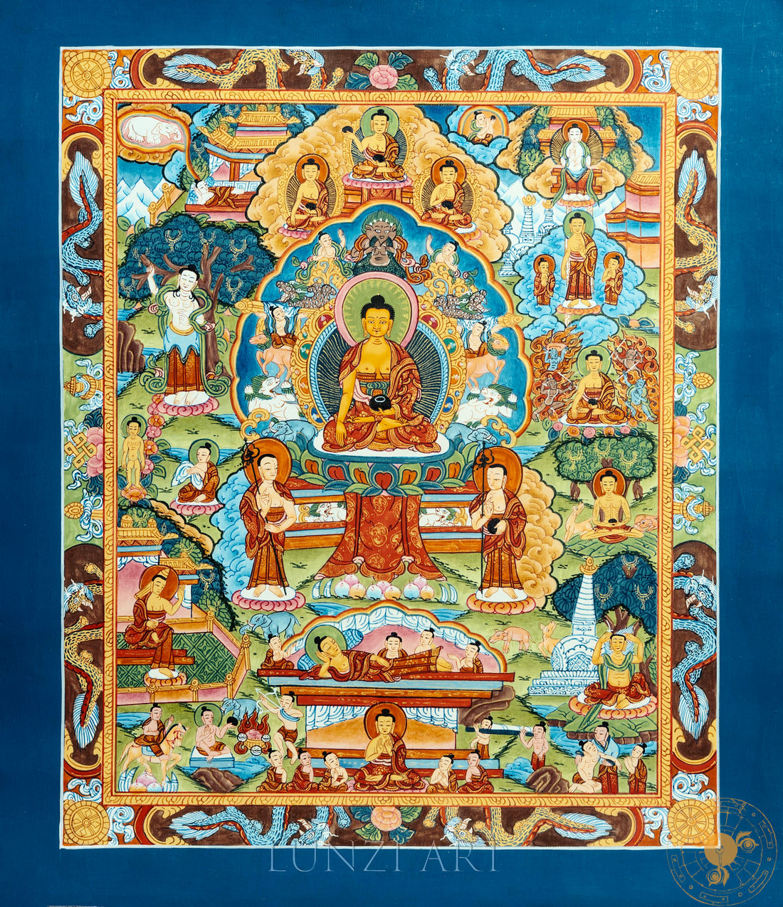The Life Story of the Holy Buddha | From Prince Siddhartha to the Enlightened Buddha Thangka - Thangka