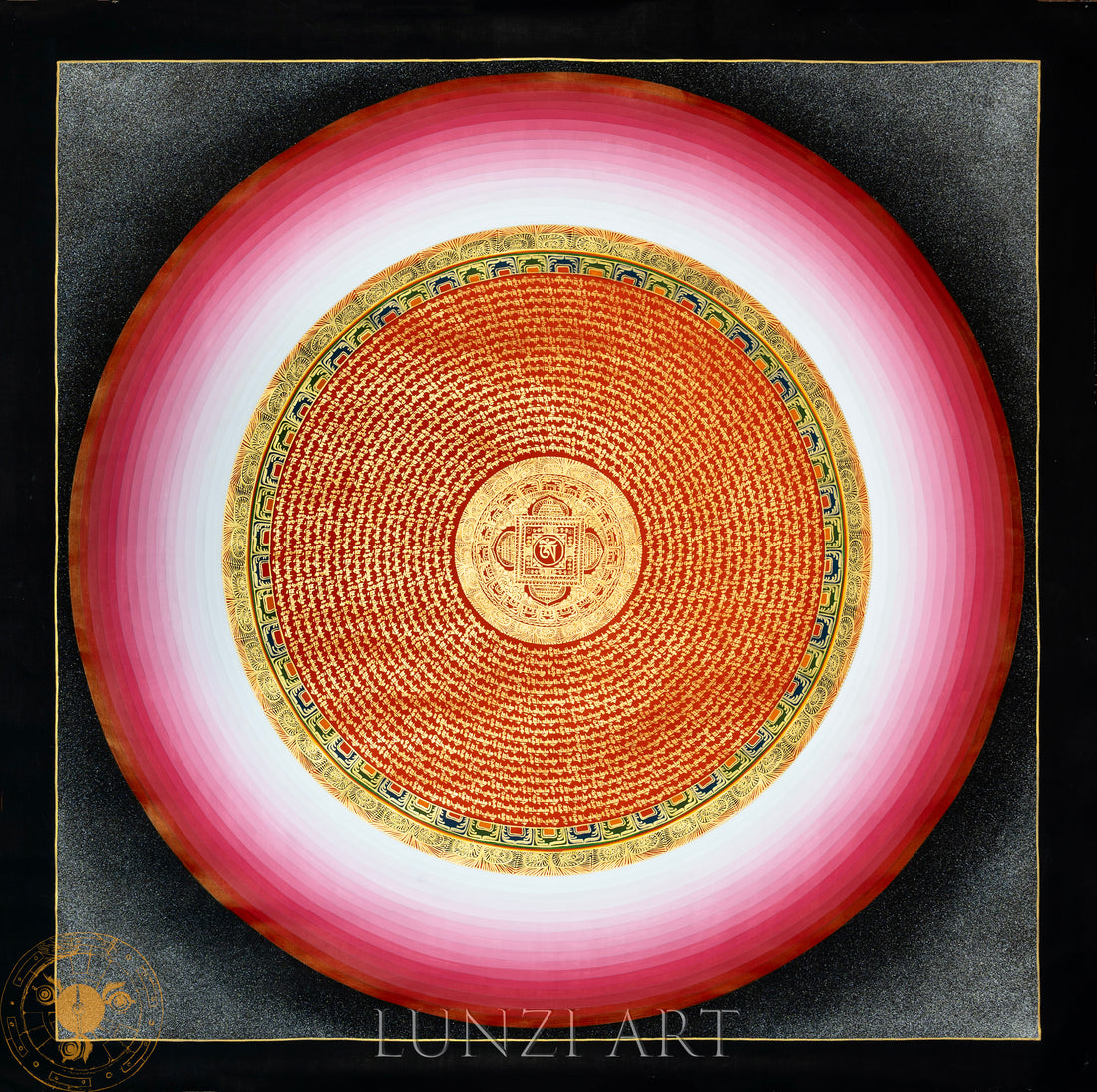 The sacred voice, the sacred bloom "Om ma na bei mei hu mandala Thangka" - Thangka