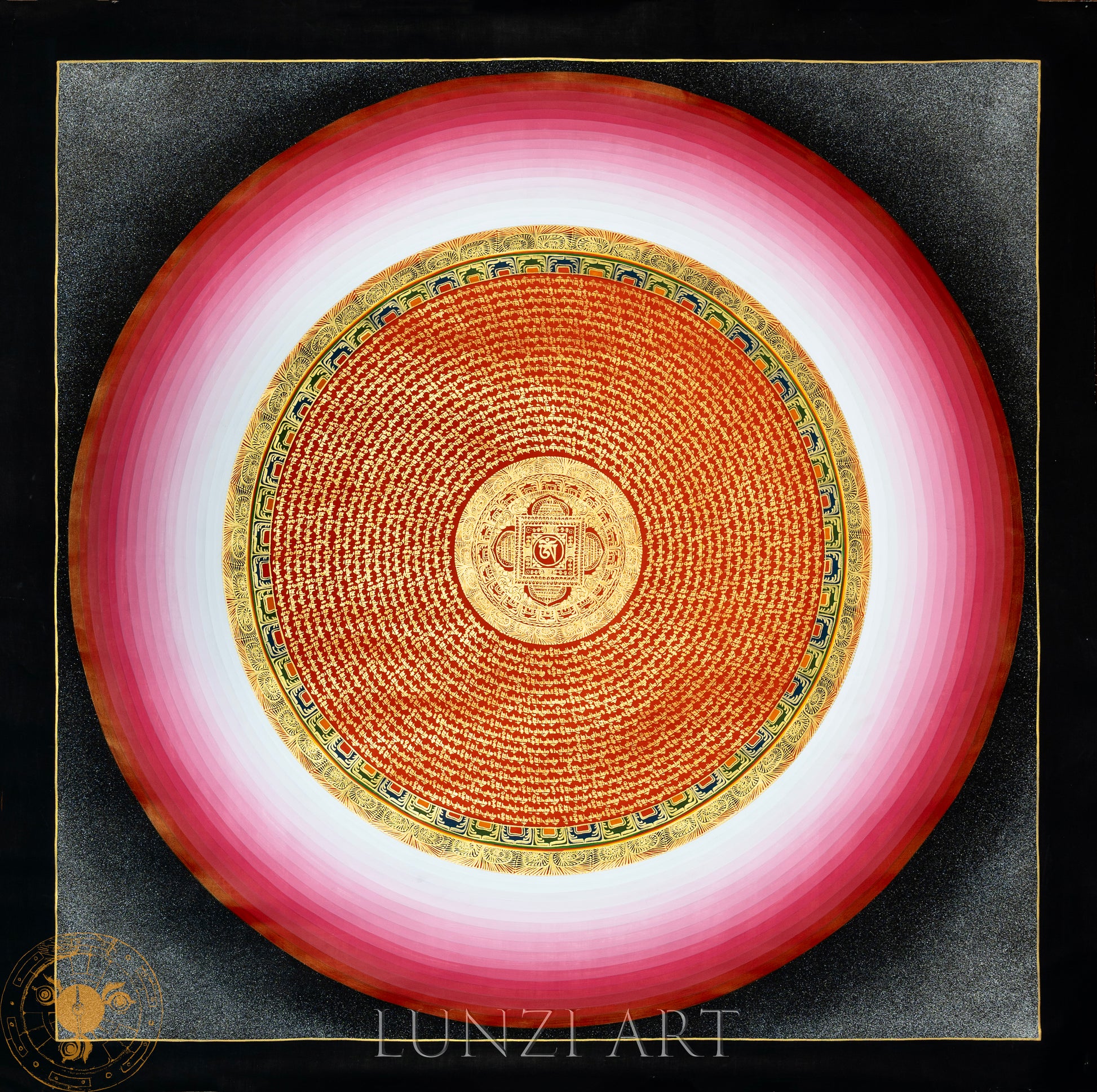 The sacred voice, the sacred bloom "Om ma na bei mei hu mandala Thangka" - Thangka