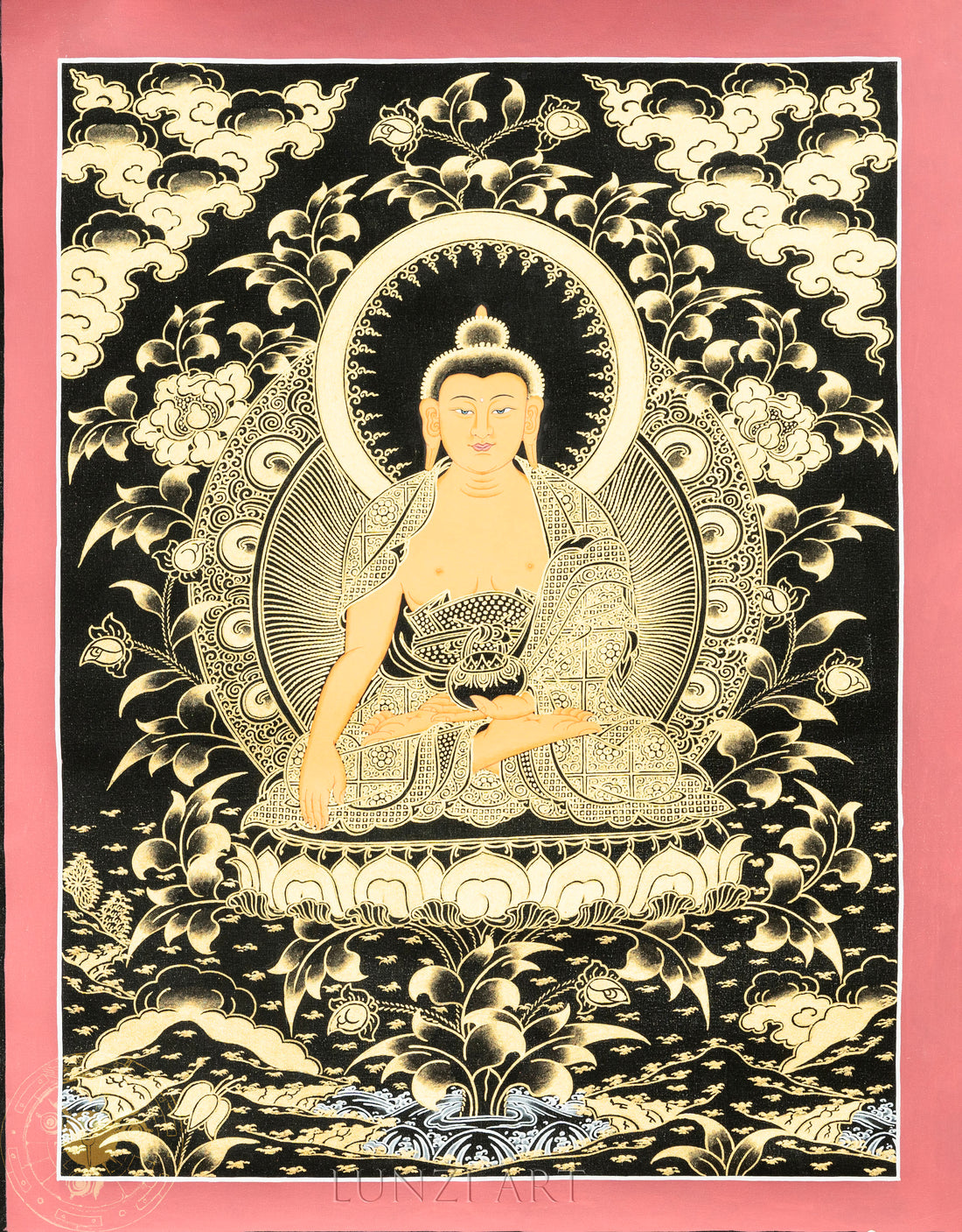 Traditional hand drawn Shakyamuni Buddha Thangka - Thangka