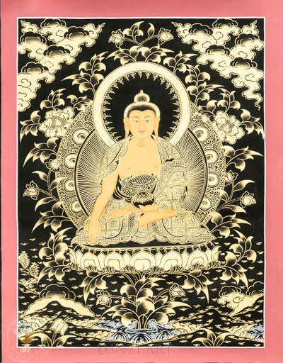 Traditional hand drawn Shakyamuni Buddha Thangka - Thangka