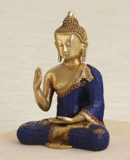 Artistic Mosaic Buddha Statue, Brass