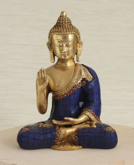 Artistic Mosaic Buddha Statue, Brass