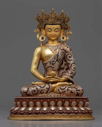 24K Gold Gilded Amitabha Buddha Statue for Meditation and Yoga