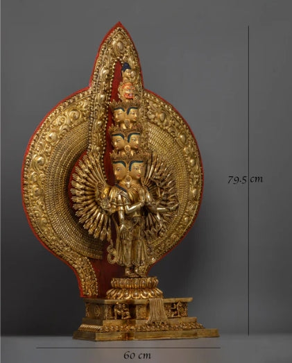 Thousand Armed Chenrezig Hand-Carved Buddhist Statue | Avalokiteshvara Bodhisattva