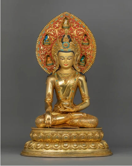 Enlightened Shakyamuni Buddha With Beautiful Halo | Traditional Himalayan Art of Tibet