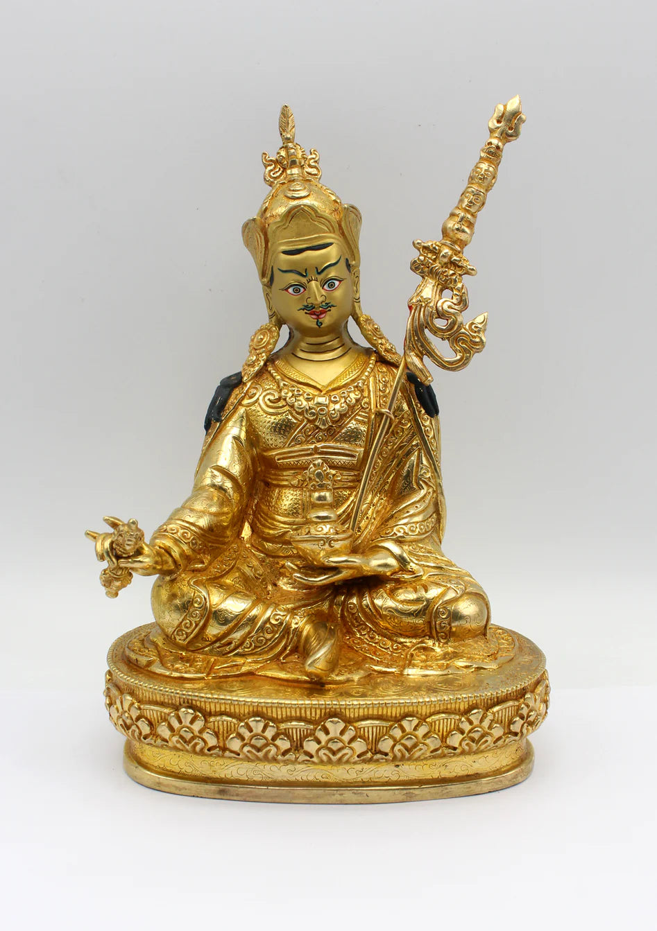 Fully Gold Plated Guru Padmasambhava Statue 8" H