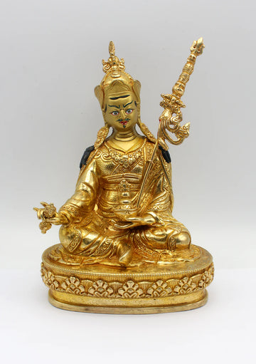 Fully Gold Plated Guru Padmasambhava Statue 8" H