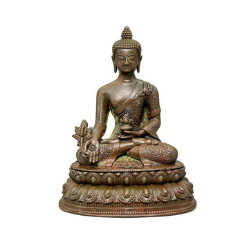 Metal Medicine Buddha Sculpture. Exquisite Decor Buddha Statue, Blessing Sculpture