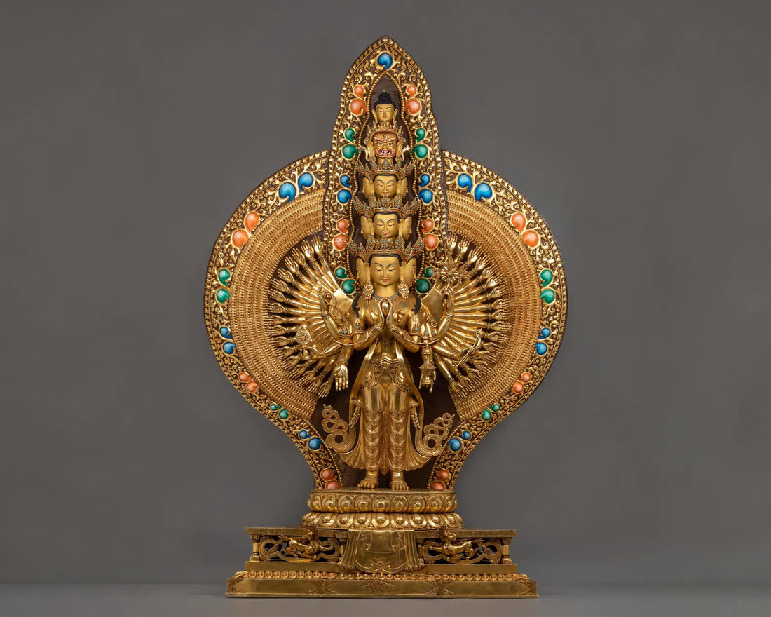 223 cm 1000-Armed Chenresig Statue with Wish-Fulfilling Jewel