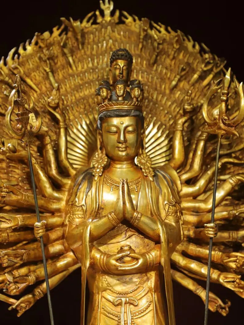 pure copper Thousand Armed Guanyin Buddha statue